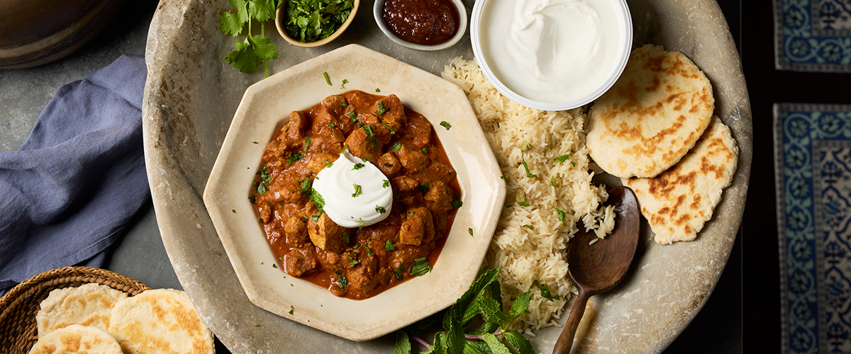 Hähnchen Tikka Masala mit Knoblauch-Naan