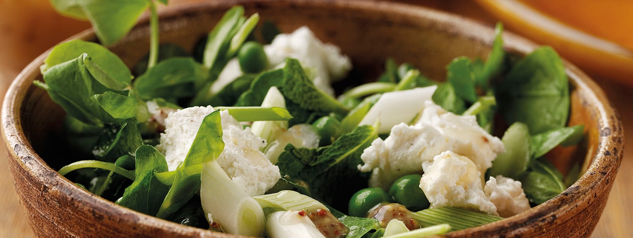 Erbsensalat mit gesalzenem Joghurt und Minze