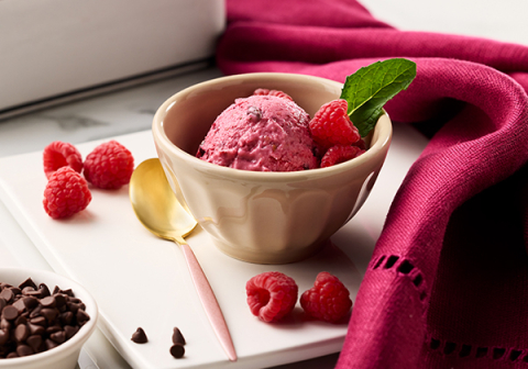 Gefrorener Joghurt mit Beeren und Schokoladensplittern 